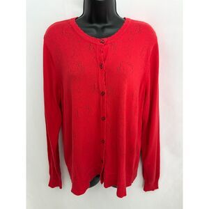 Hello Kitty Red Knit Cardigan Sweater Size S Romantic Cotton Essential Cat Girl
